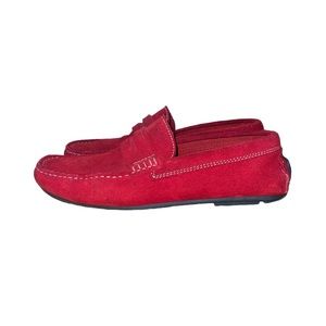 Bata Men’s Red Suede Driving Loafers Size 8 Leather Slip On Casual Shoes